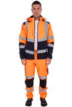 Load image into Gallery viewer, High Vis Softshell waterproof Jacket Removable Hood