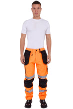 Load image into Gallery viewer, Men's Waterproof Hi vis Softshell Cargo Trouser Orange Av-59