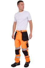 Load image into Gallery viewer, Men's Waterproof Hi vis Softshell Cargo Trouser Orange Av-59