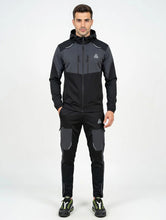 Load image into Gallery viewer, Aviator London Men's Performance Hooded Tracksuit – Athletic Training Set Black/Grey