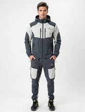 Load image into Gallery viewer, Aviator London Men's Performance Hooded Tracksuit – Athletic Training Set Silver/Black