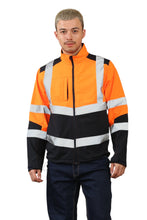 Load image into Gallery viewer, High Vis Softshell waterproof Jacket Removable Hood