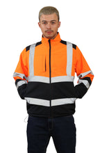Load image into Gallery viewer, High Vis Softshell waterproof Jacket Removable Hood