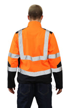 Load image into Gallery viewer, High Vis Softshell waterproof Jacket Removable Hood