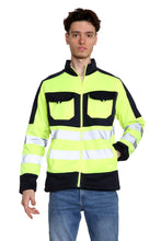 Load image into Gallery viewer, High Vis 4 Pockets Stand Collar Zipper Hoodie - Yellow/Navy