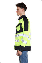Load image into Gallery viewer, High Vis 4 Pockets Stand Collar Zipper Hoodie - Yellow/Navy
