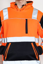 Load image into Gallery viewer, High Vis 4 Pockets Pullover Hoodie - Orange/Navy