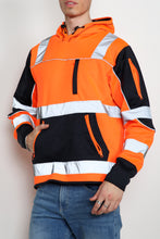 Load image into Gallery viewer, High Vis 4 Pockets Pullover Hoodie - Orange/Navy