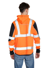 Load image into Gallery viewer, High Vis 4 Pockets Pullover Hoodie - Orange/Navy