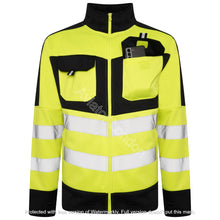 Load image into Gallery viewer, High Vis 4 Pockets Stand Collar Zipper Hoodie - Yellow/Navy