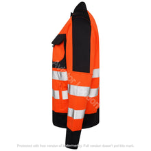 Load image into Gallery viewer, High Vis 4 Pockets Stand Collar Zipper Hoodie - Orange/Navy Success