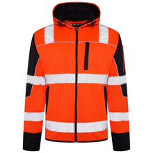 Load image into Gallery viewer, High Vis 4 Pockets Zipper Hoodie - Orange/Navy