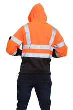 Load image into Gallery viewer, Aviator London Hi Vis Hoodie High Vis 3 Flap Pockets Pullover Hoodie - Orange/Navy
