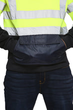 Load image into Gallery viewer, Aviator London Hi Vis Hoodie High Vis 3 Flap Pockets Pullover Hoodies - Yellow/Navy