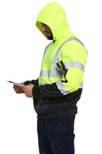 Load image into Gallery viewer, Aviator London Hi Vis Hoodie High Vis 3 Flap Pockets Pullover Hoodies - Yellow/Navy
