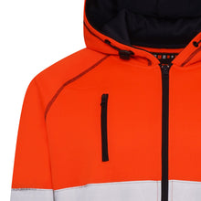 Load image into Gallery viewer, Aviator London Hi Vis Hoodie High Vis 3 Pockets 5 thread Zipper Hoodies - Orange/Navy