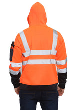 Load image into Gallery viewer, Aviator London Hi Vis Hoodie High Vis 3 Zip Pockets Pullover Hoodies - Orange/Navy