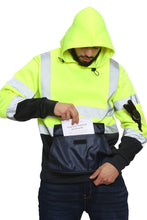 Load image into Gallery viewer, Aviator London Hi Vis Hoodie Small / Yellow/Navy High Vis 3 Flap Pockets Pullover Hoodies - Yellow/Navy