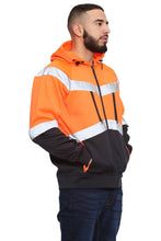 Load image into Gallery viewer, Aviator Work Wear High Vis EN ISO 20471 Class 3 - Orange/Navy 4 Pockets Zipper Hoodie