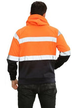 Load image into Gallery viewer, Aviator Work Wear High Vis EN ISO 20471 Class 3 - Orange/Navy 6 Pockets Pullover Hoodie