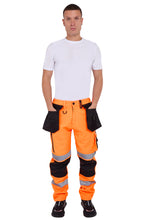Load image into Gallery viewer, Men's Waterproof Hi vis Softshell Cargo Trouser Orange Av-59
