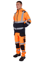 Load image into Gallery viewer, High Vis Softshell waterproof Jacket Removable Hood
