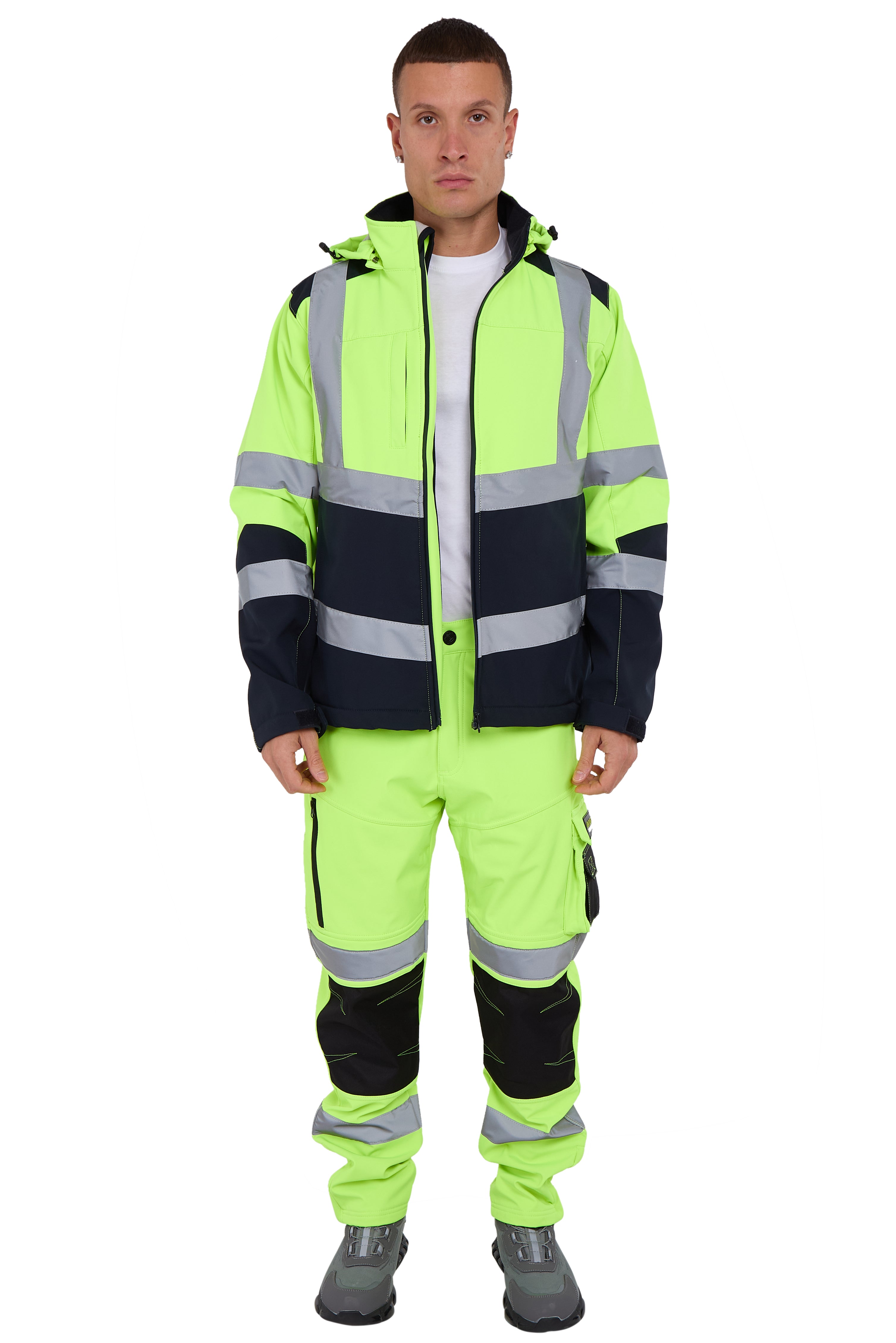 High Vis Softshell waterproof Jacket Yellow/Navy Av-40