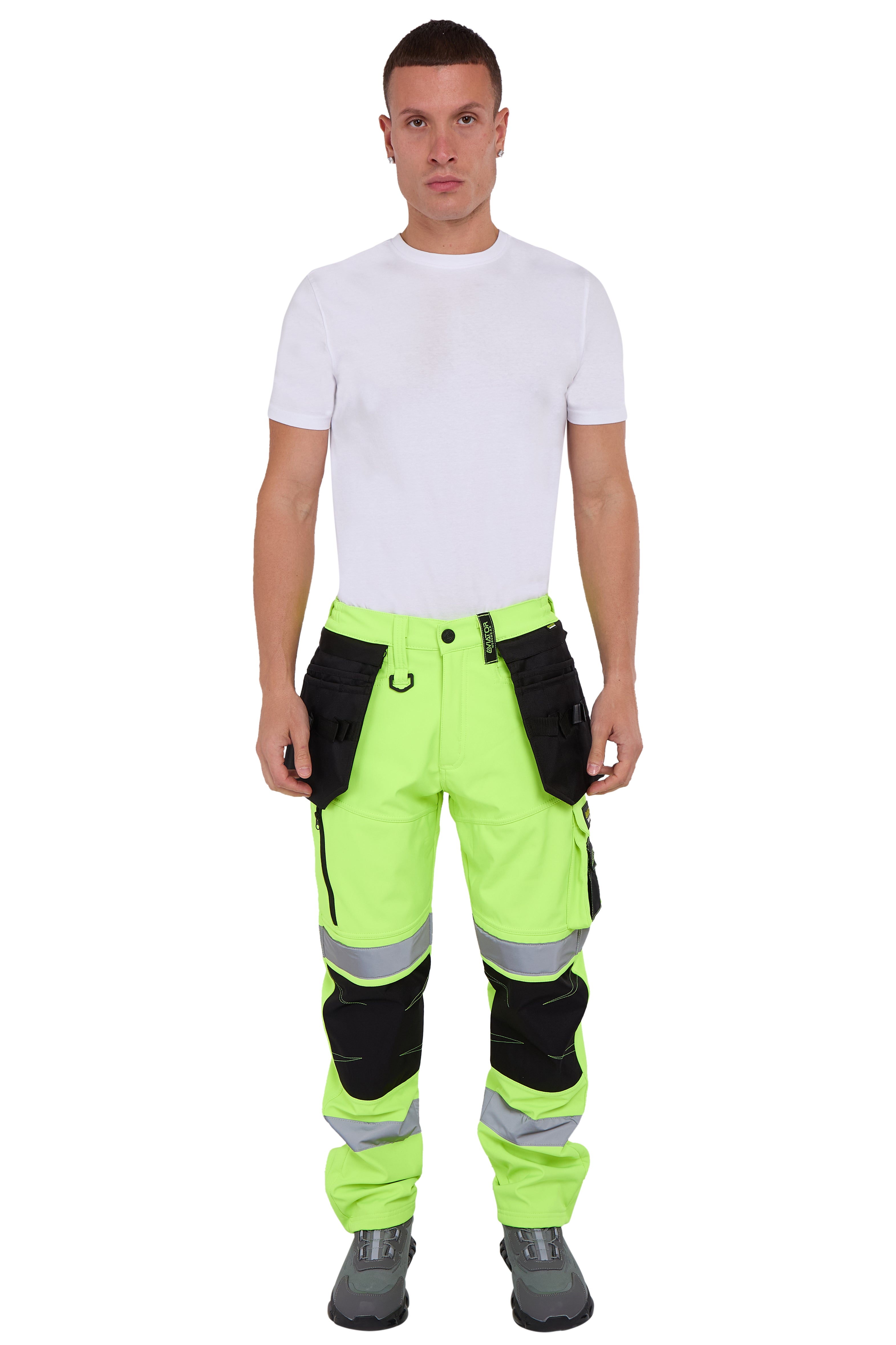 Men's Waterproof Hi vis Softshell Cargo Trouser Yellow AV-59