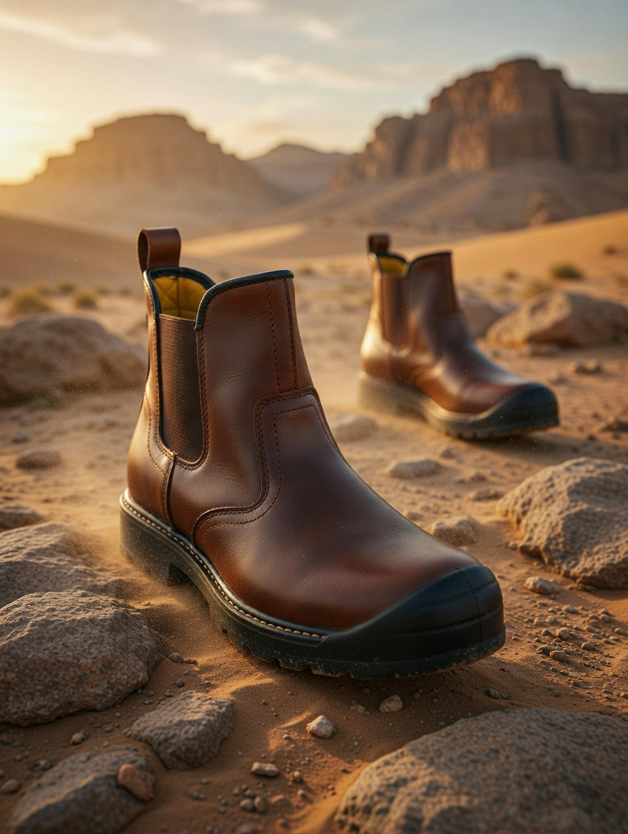 Mens safety work boot  anti-penetration composite midsole and a composite toe cap