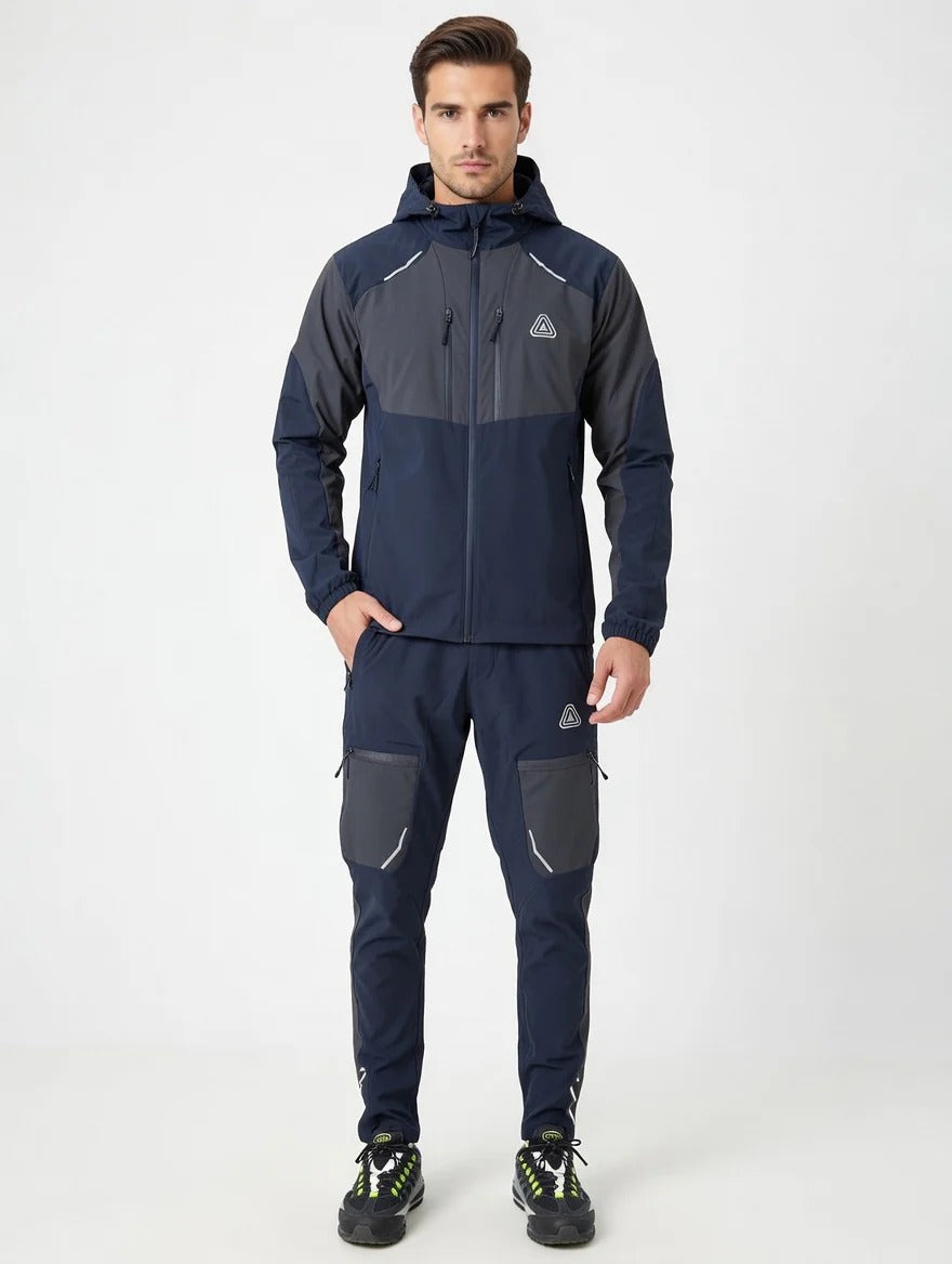 Aviator London Men's Performance Hooded Tracksuit – Athletic Training Set Navy/Black
