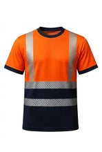 Load image into Gallery viewer, Mens Heat Print Hi Vis T-Shirt Orange/Navy AV-002
