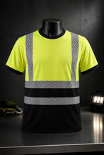 Load image into Gallery viewer, Mens Heat  Print hi vis T-Shirt Yellow/Navy AV-002
