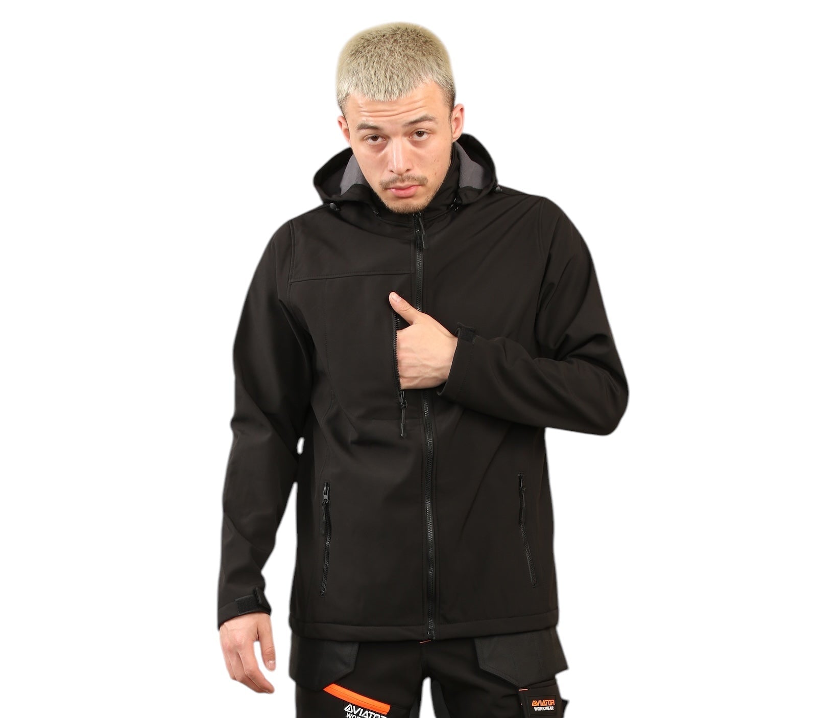Men's Waterproof  Softshell Jackets Removeable Hoodie with Zip Pockets