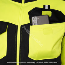 Load image into Gallery viewer, High Vis 4 Pockets Stand Collar Zipper Hoodie - Yellow/Navy
