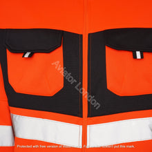 Load image into Gallery viewer, High Vis 4 Pockets Stand Collar Zipper Hoodie - Orange/Navy Success
