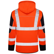 Load image into Gallery viewer, High Vis 4 Pockets Zipper Hoodie - Orange/Navy
