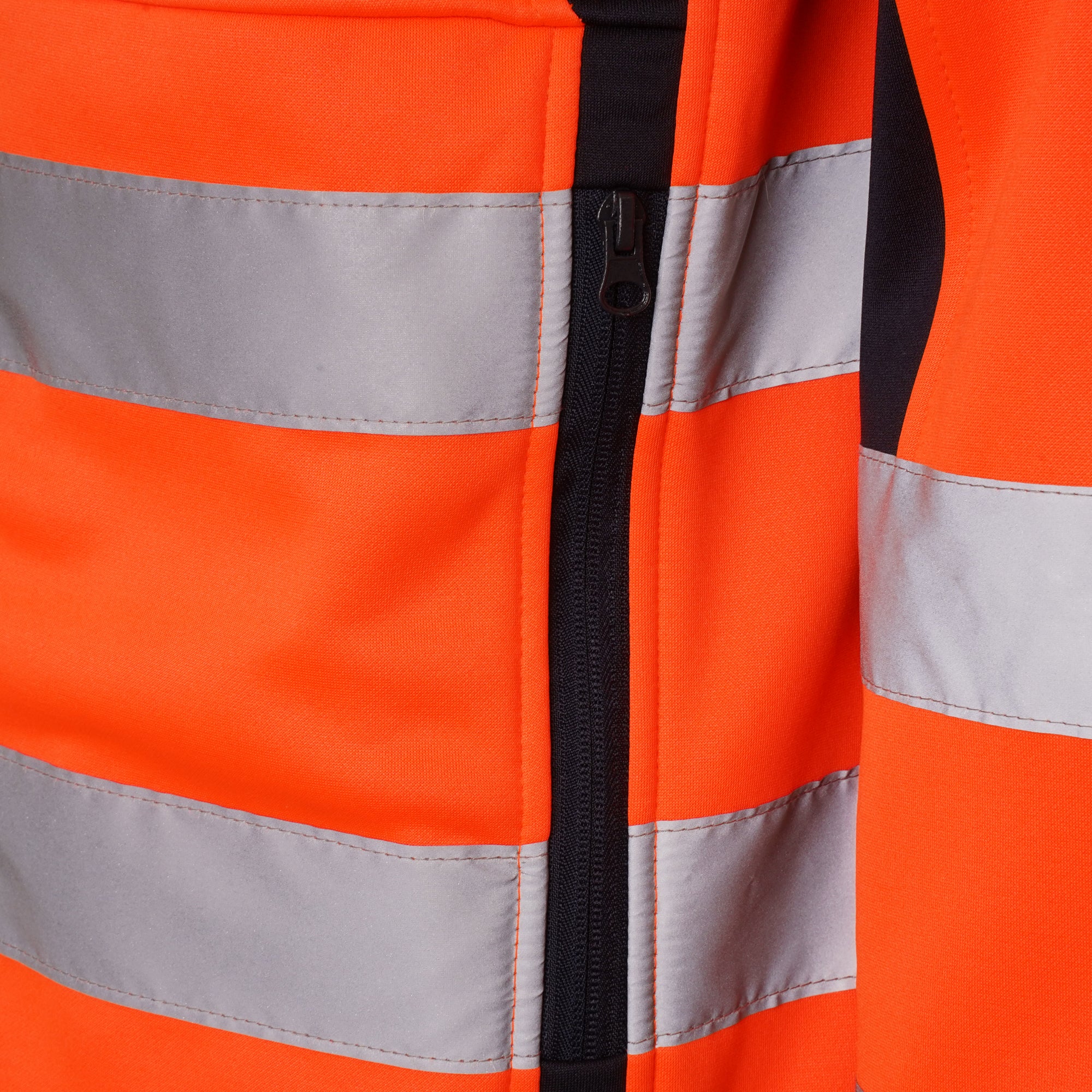 High Vis 2 Long Pockets Zipper Hoodie -Orange/Navy