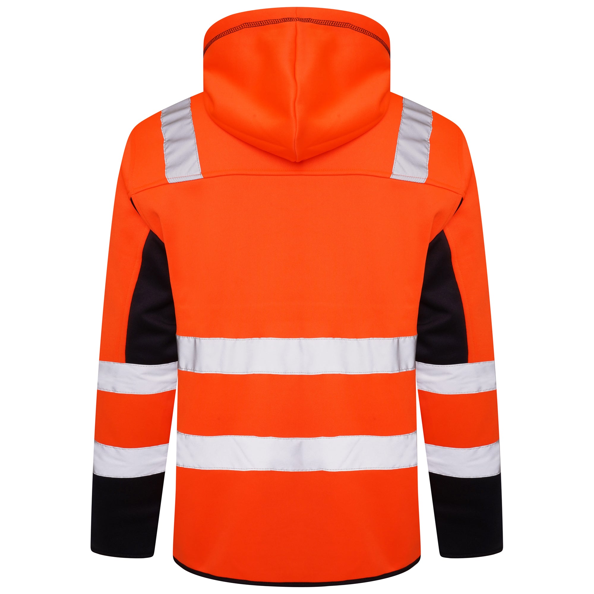 High Vis 2 Long Pockets Pullover Hoodie - Orange/Navy