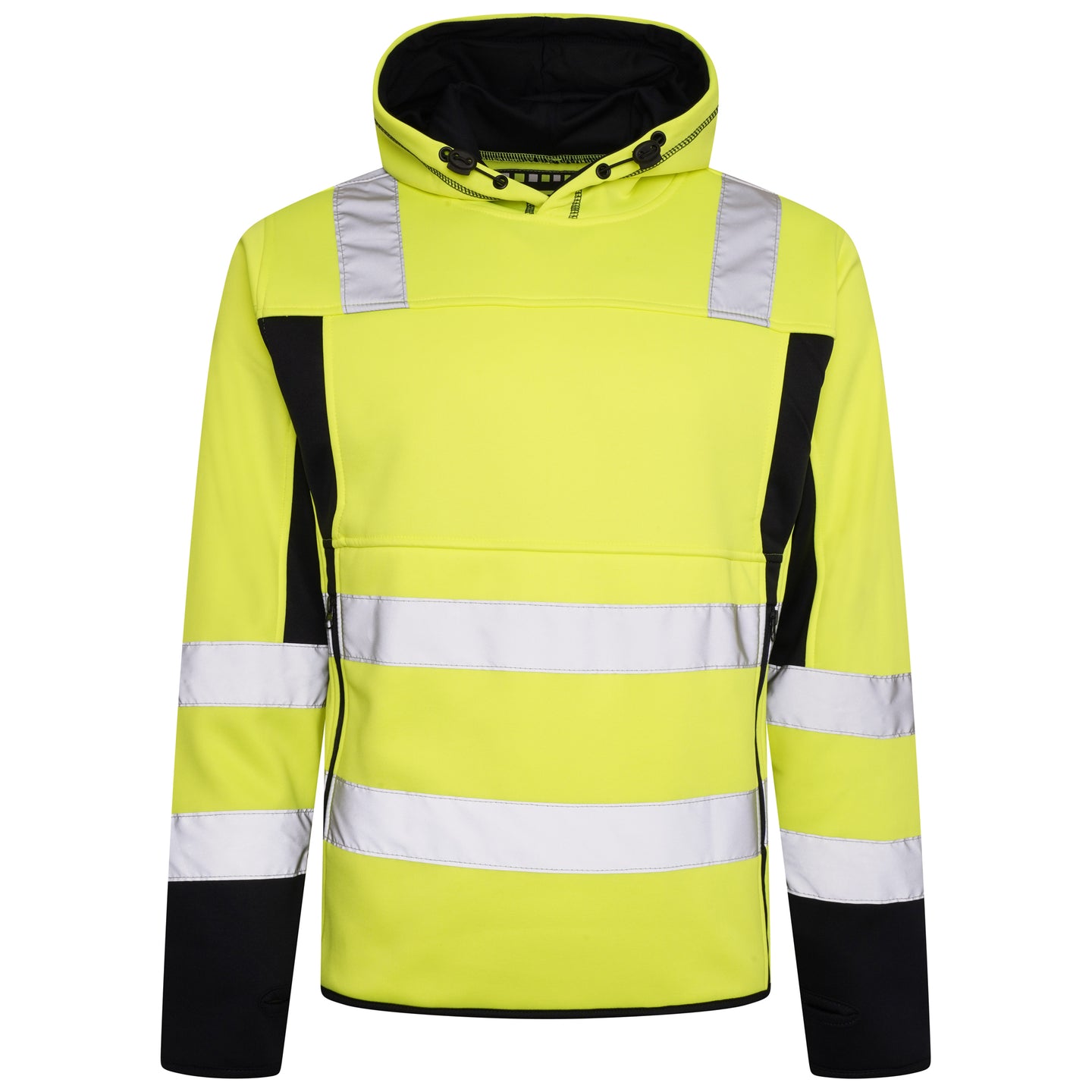 High Vis 2 Long Pockets Pullover Hoodie - Yellow/Navy