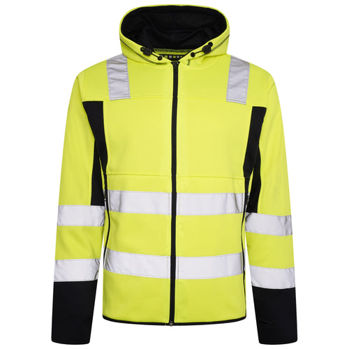 High Vis 2 Long Pockets Zipper Hoodie -Yellow/Navy Success