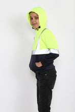 Load image into Gallery viewer, Kids Hi Viz Vest Children&#39;s High Vis Jacket Visibility Waistcoat Top Safe Hoodie - Yellow/Navy
