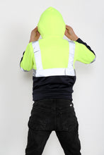 Load image into Gallery viewer, Kids Hi Viz Vest Children&#39;s High Vis Jacket Visibility Waistcoat Top Safe Hoodie - Yellow/Navy
