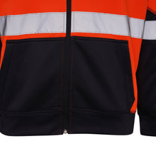 Load image into Gallery viewer, Aviator London Hi Vis Hoodie High Vis 3 Pockets 5 thread Zipper Hoodies - Orange/Navy
