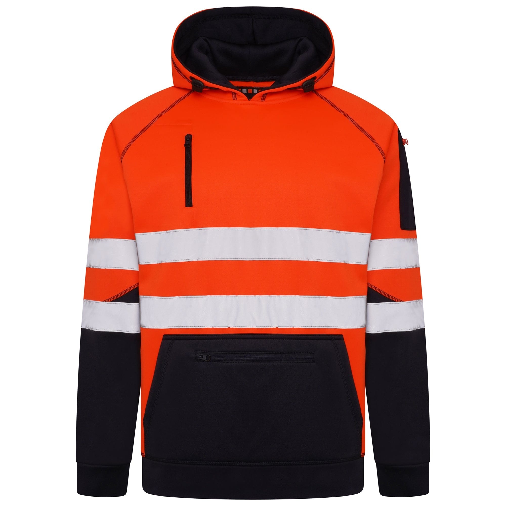 Aviator London Hi Vis Hoodie Small / Orange/Navy High Vis 3 Pockets 5 thread Pullover Hoodies - Orange/Navy
