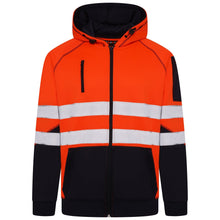 Load image into Gallery viewer, Aviator London Hi Vis Hoodie Small / Orange/Navy High Vis 3 Pockets 5 thread Zipper Hoodies - Orange/Navy
