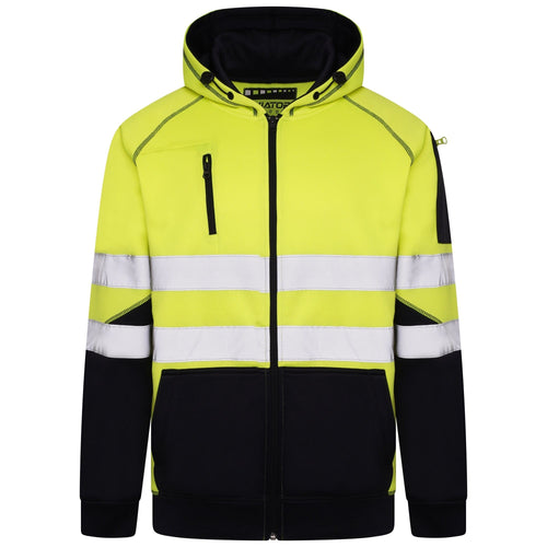 Aviator London Hi Vis Hoodie Small / Yellow/Navy High Vis 3 Pockets 5 thread Zipper Hoodies - Yellow/Navy