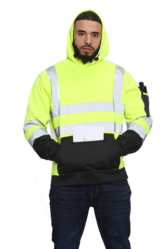 Aviator London Hi Vis Hoodie Small / Yellow/Navy High Vis 3 Zip Pockets Pullover Hoodies - Yellow/Navy