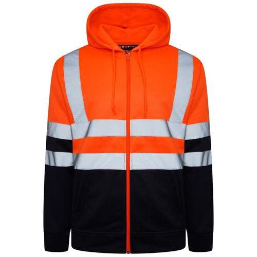 Aviator London Plain Zipper Hi Vis EN ISO 20471 Class 3 Orange/Navy Zipper