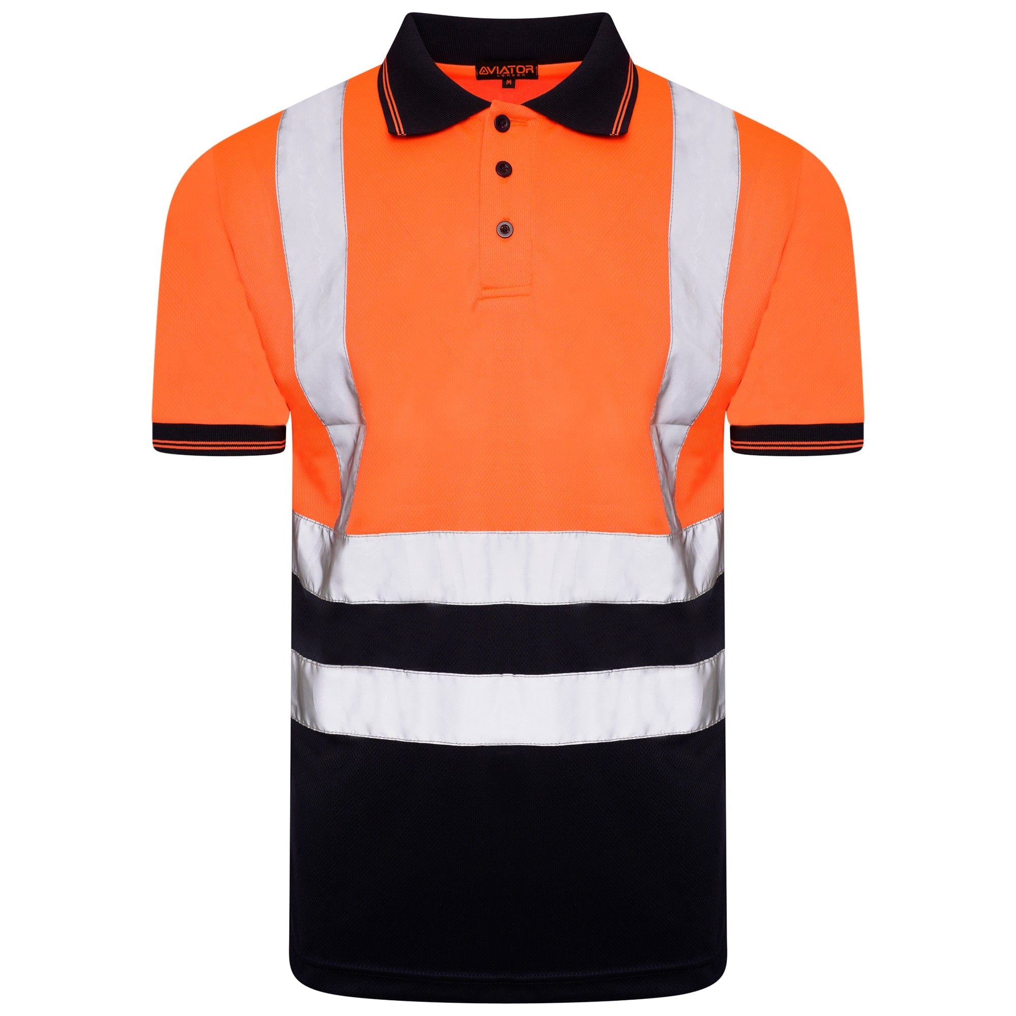 Aviator London S / ORANGE/NAVY ISO 20471 Class 2 Polo Shirt Orange/Navy